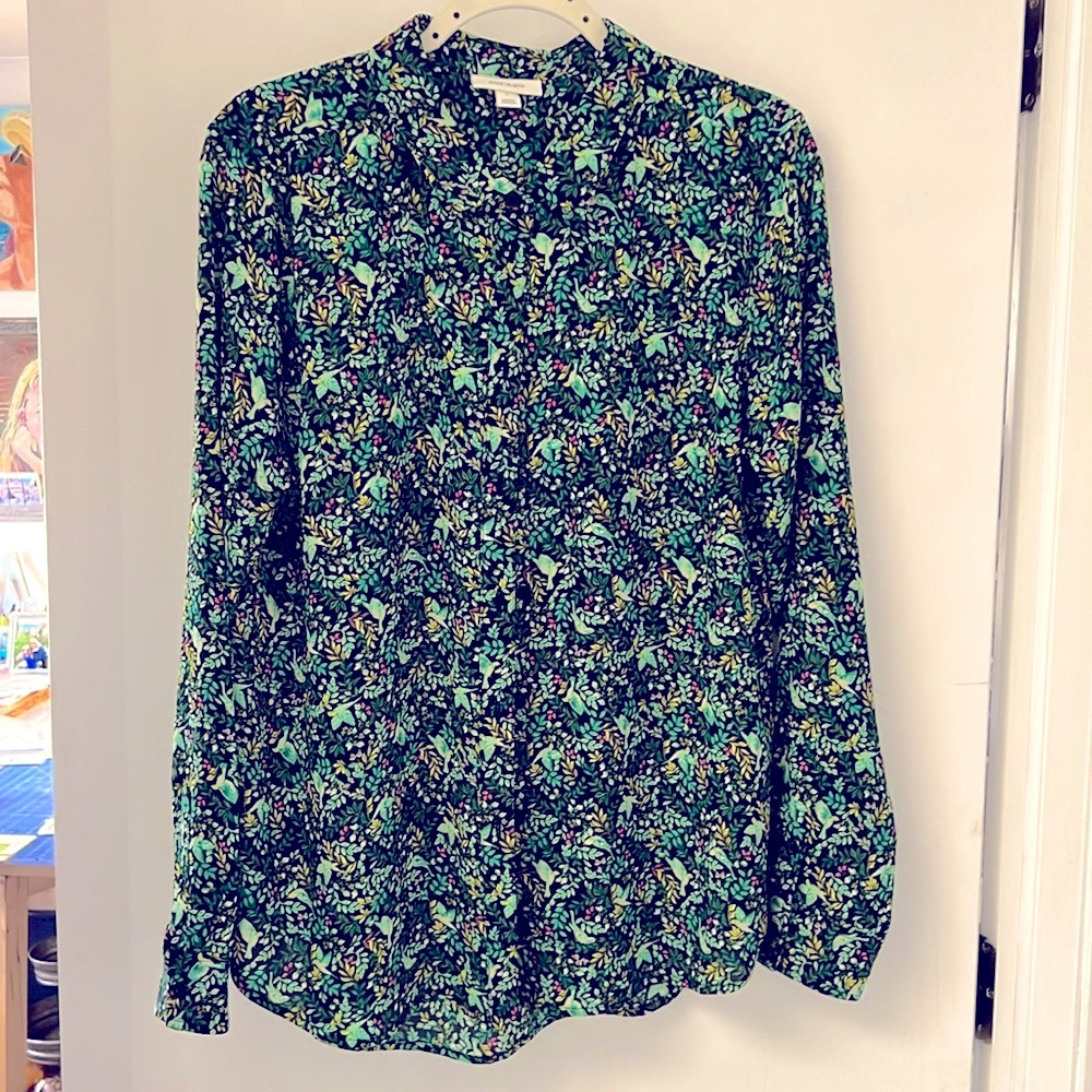 Blouse size L green print